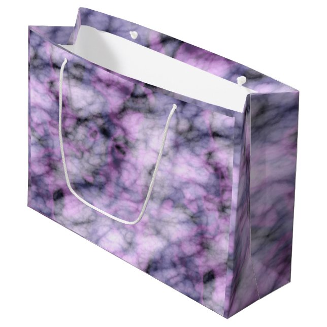 Lila Marmor Große Geschenktüte (Vorderseite Schrägansicht)