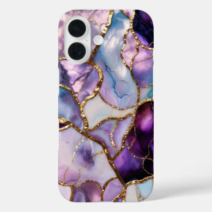 Lila Marmor-Handyhülle Gold Abstrakt Luxus iPhone 16 Hülle