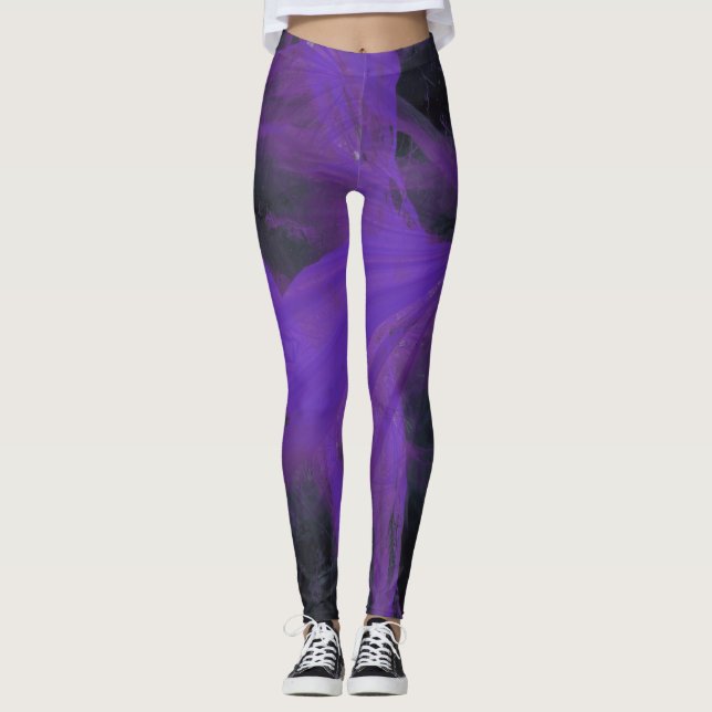 Lila Marmor Leggings (Vorderseite)