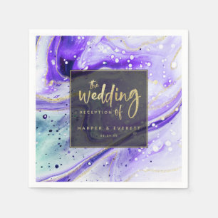 Lila Marmor mit Goldfolie-Hochzeit Serviette