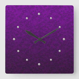 Lila Marmor Quadratische Wanduhr
