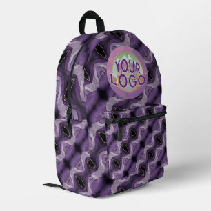 Lila Marmor Trippy Kaleidoskop Custom Logo Bedruckter Rucksack