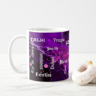 lila Marmor wirbelt Megastadt Kaffeetasse