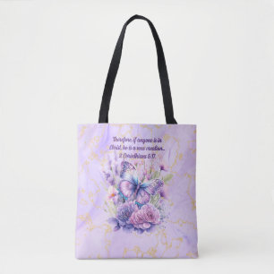 Lila Marmorbibel und Schmetterling Tasche