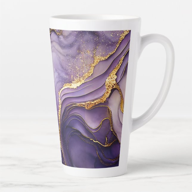Lila marmorierte große Latte-Tasse Milchtasse (Rechts)
