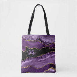 Lila marmoriertes Tor und Gold-Glitzer Tasche