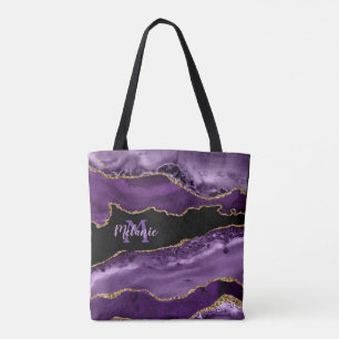 Lila marmoriertes Tor und Gold-Glitzer Tasche
