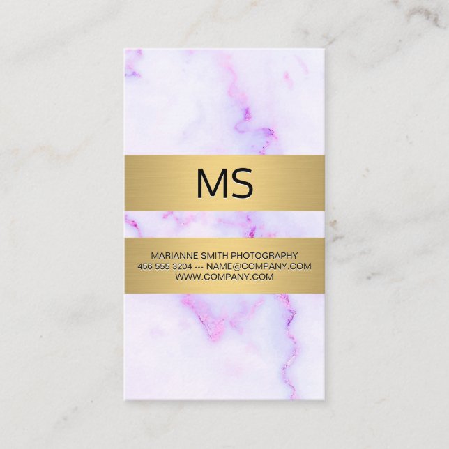 Lila Marmortextur Gold Metallic Bars Business Visitenkarte (Vorderseite)