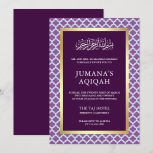 Lila marokkanisches Vierpass-Muster islamische Aqi Einladung