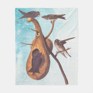 Lila Martin Audubon Bird Family und Gourd Zuhause Fleecedecke