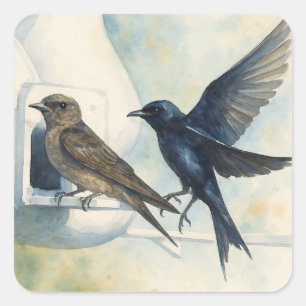 Lila Martin Landlord Nature Swallow Bird Gourds Quadratischer Aufkleber