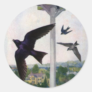 Lila Martins und ihr Birdhouse Runder Aufkleber