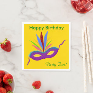 Lila Mask Birthday Napkins Serviette