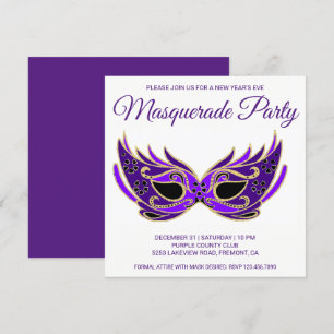 Lila Mask New Year's Eve Masquerade Party Einladun Einladung