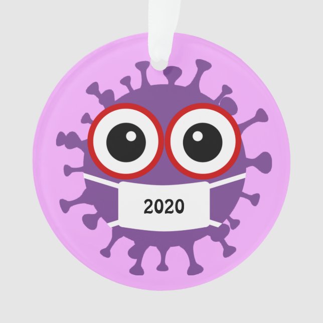 Lila Masked Coronavirus 2020 Acrylschmuck Ornament (Vorderseite)
