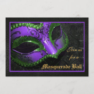 Lila Masken-Maskerade-Ball-Halloween-Einladung Einladung