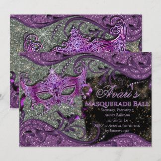 Lila Maskenball-Einladung, Mardi Gras Einladung
