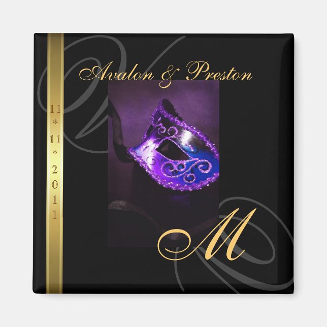 Lila Maskenmaske "Swirl" speichert das Datumsfenst Magnet (Vorne)