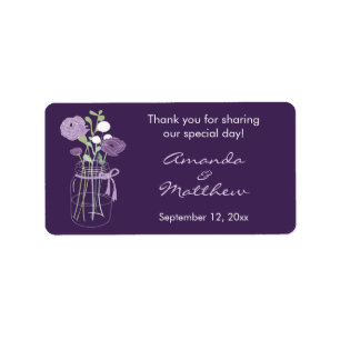 Lila Mason Jar Gastgeschenk Hochzeit Labels Adressaufkleber