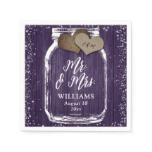 Lila Mason Jar Rustic Wood Mr. & Mrs. Wedding