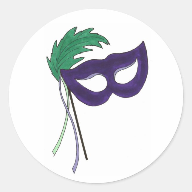 Lila Masquerade Ball Masque Runder Aufkleber (Vorderseite)