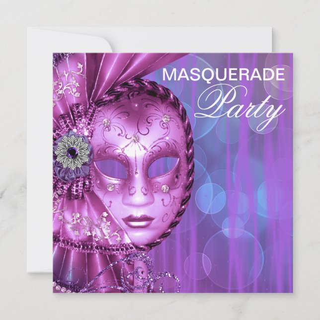 Lila Masquerade Party Einladung (Vorderseite)