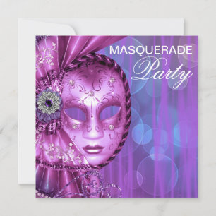 Lila Masquerade Party Einladung