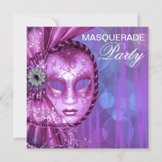 Lila Masquerade Party Einladung