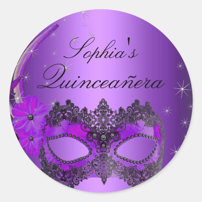 Lila Masquerade Quinceanera Sticker (Vorderseite)
