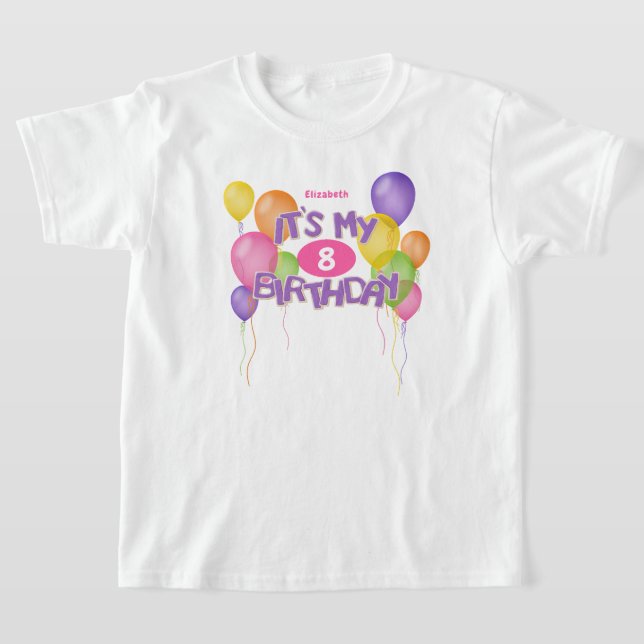 lila mattierte Kekse mit Ballons zu meinem Geburts T-Shirt (Ablage )