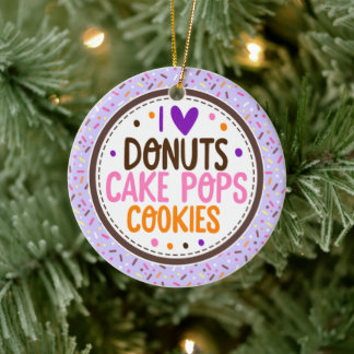 Lila Mattierte Sprinklen I Liebe Donuts Kuchen Pop Keramik Ornament