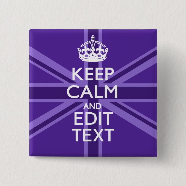 Lila Mauve Behielt Ruhe und Ihre Textunionsbuchse Button (Vorderseite)