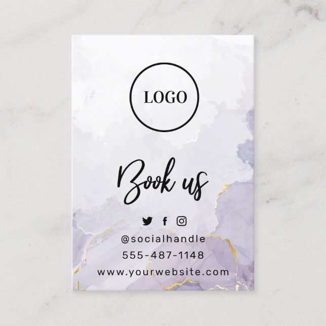 Lila Mauve Custom Logo Filler Aftercare Card Visitenkarte (Vorderseite)