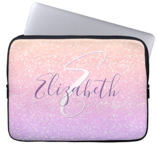 Lila Mauve Peach Sequin Personalisierter Name Laptopschutzhülle
