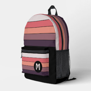 Lila Mauve Pfirsich Orange Korallenrot Schwarz Str Bedruckter Rucksack