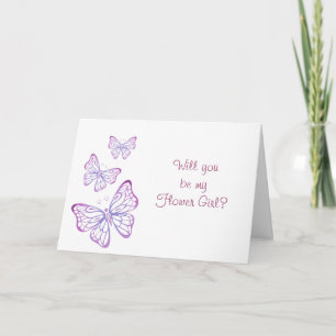 Lila Mauve Pink Classy Butterfly Flower Girl Einladung