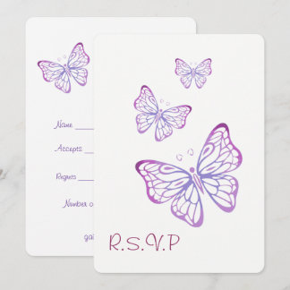 Lila Mauve Pink Classy Garden Butterfly UAWG Einladung