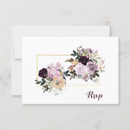 Lila Mauve Pink Gold Peonies Rose UAWG RSVP Karte