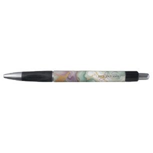 Lila Mauve Pink Green Gold Marmor Art Muster Kugelschreiber