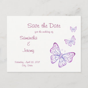 Lila Mauve Rosa Edle Schmetterling Save-the-Date-K Ankündigungspostkarte