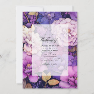 Lila Medley Floral Winter Wedding Einladung
