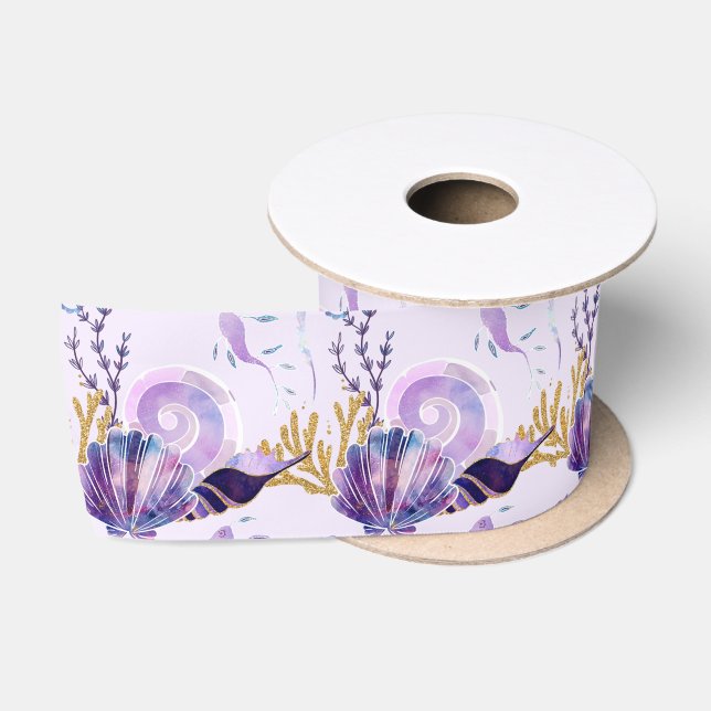 Lila Meer Babydusche Satinband (Spule)