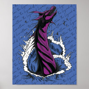 Lila Meer-Monster-Schlangen-Ozeanwellen-Plakat Poster
