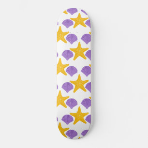 Lila Meeresmuscheln Gelbe Seesterne Meeresleben Skateboard