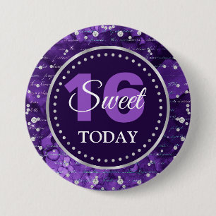Lila Meerjungfrau-Buchstaben-Muster & Glitter Swee Button
