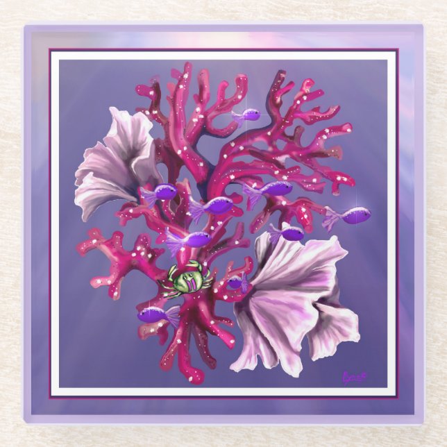 Lila Meerjungfrau Glasuntersetzer (Vorderseite)