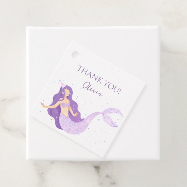 Lila Meerjungfrau Personalisiert Geburtstag Geschenkanhänger (Beispiel)