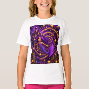 Lila Meerjungfrau Stern Spirale Fantasy Schloss Ku T-Shirt