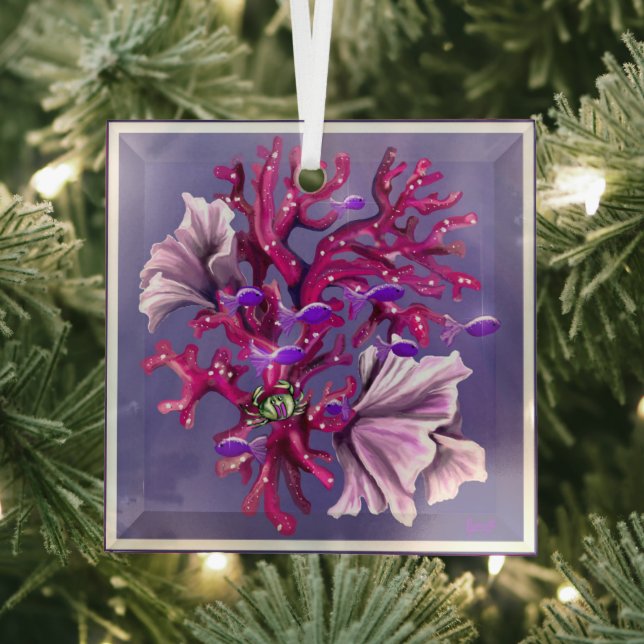 Lila Meerjungglasverzierung Ornament Aus Glas (Insitu)