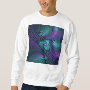 Lila Meetings Türkis Modernes Abstraktes Fraktal K Sweatshirt